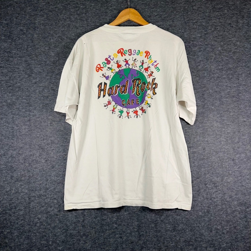 Hard Rock Cafe T-Shirt Mens XL White Good Rasta Reggae Rhythm Mazatlan Mexico